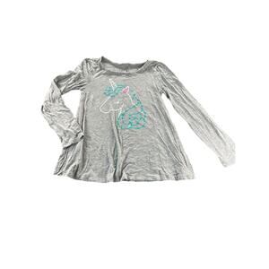 Justice Girls Gray Unicorn Graphic Print Long Sleeve Shirt youth Size 8